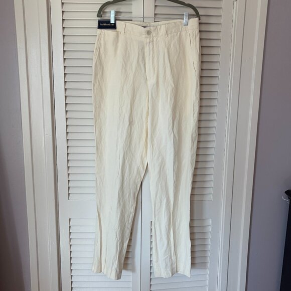 NWT Polo Ralph Lauren cream pants men's 32x32 linen silk *has flaw* - Picture 1 of 13